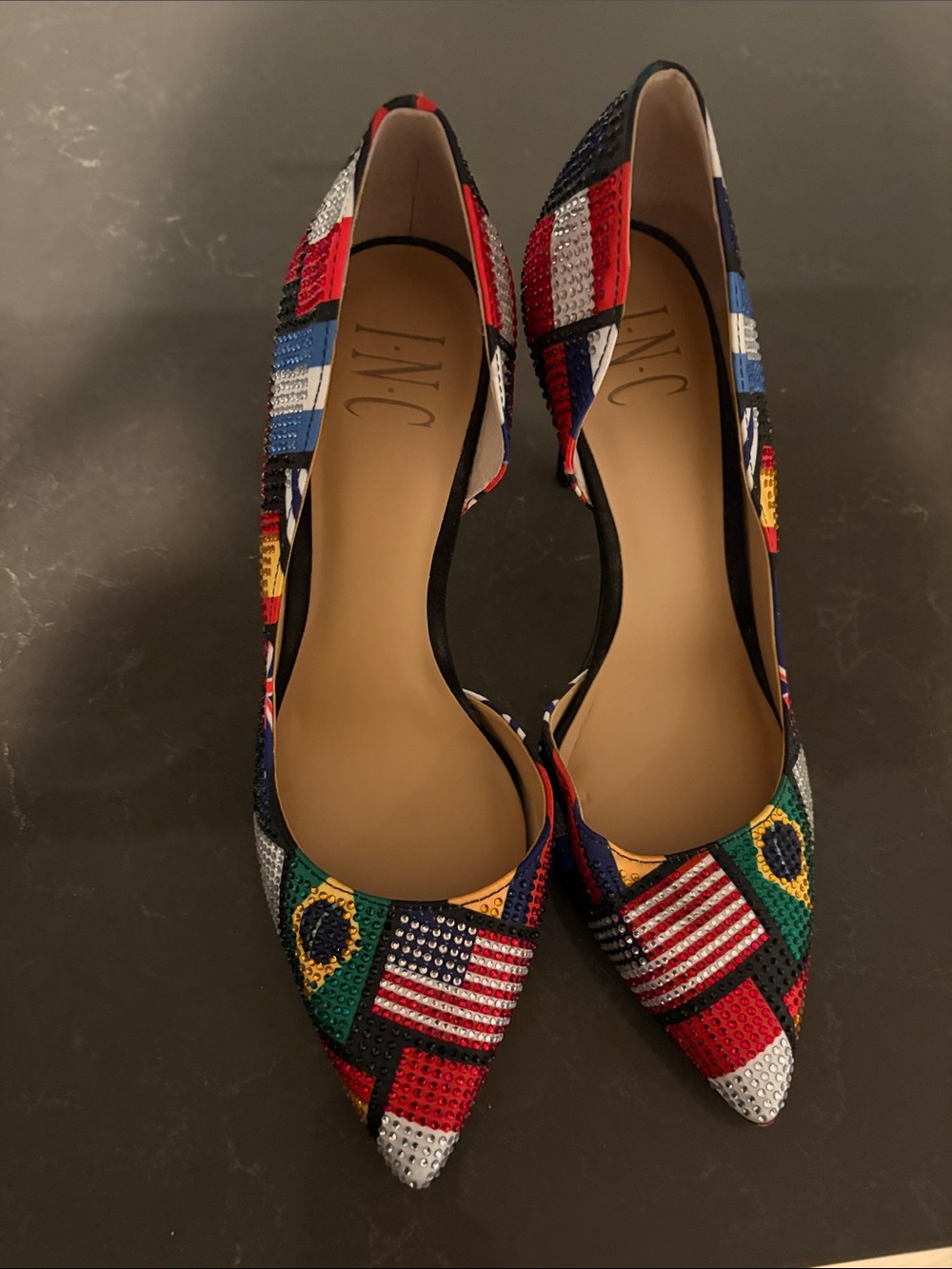 INC International Concepts Multicolor Sequin Flag Pointed Flats